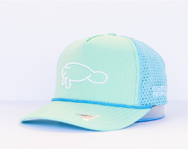 Junior/Small Ash Seafoam/Turquoise Mid-Crown 5 Panel Tritech Rope Hat